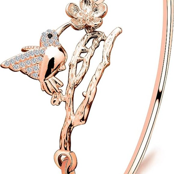 Neiman Marcus Antique Rose Gold Crystal Hummingbird Bracelet - Picture 3 of 7